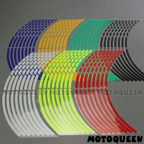 Pegatinas para llantas de coche y motocicleta, pegatinas reflectantes a rayas de 17 y 18 pulgadas para Honda, Yamaha, Kawasaki, Suzuki y benelli, 16 Uds. ► Foto 1/6