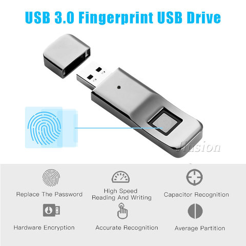 Inteligente unidad Flash USB 3,0, Memoria biométrica de 32GB, con cifrado inteligente de seguridad, reproductor MP3 y MP4 para ordenador y PC ► Foto 1/6