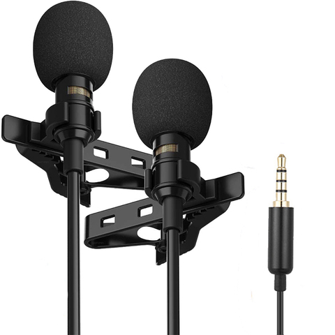 Professionnel Dual Mini micrófono Lavalier para teléfono portátil PC, micrófono de solapa para Radio Smartphone Micro karaoke Microfono ► Foto 1/6