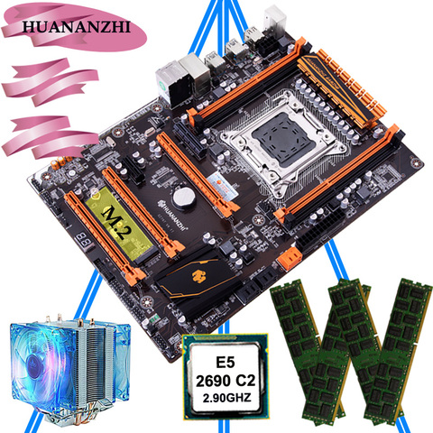 HUANANZHI deluxe X79 LGA2011 Placa base con M.2 NVMe para CPU Xeon E5 2690 C2 2,9 GHz con enfriador RAM 32G (4*8G) REG ECC ► Foto 1/6