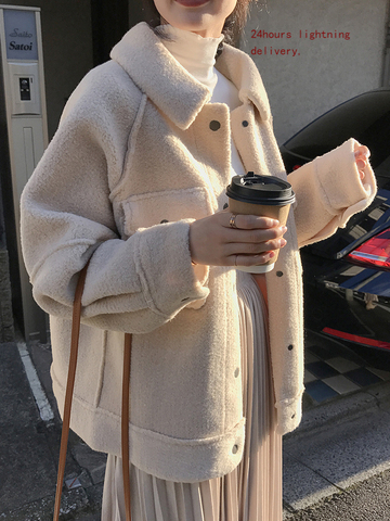 2022 early spring anti sheepskin coat mujer nueva suelta abrigo de peluche camisa chaqueta ► Foto 1/6