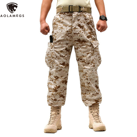Aolamegs-pantalones militares lisos para hombre, pantalón táctico militar, de camuflaje, Cargo, holgado, informal ► Foto 1/6
