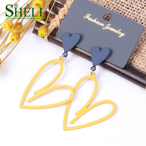 Concha bay-pendientes de corazón para mujer, joyería, aretes de gota bonitos, aretes bohemios Multicolor de amor, regalos pequeños ► Foto 1/6