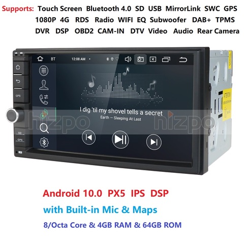 Reproductor multimedia para coche, radio con Android 10, ocho núcleos, 4GB de RAM, 64GB de ROM, doble 2 Din, sin DVD, Mirror link, DAB, universal ► Foto 1/6