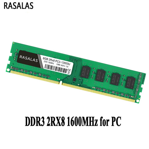 Rasalas 8 GB 2Rx8 PC3-12800U DDR3 1600Mhz 1,5V DDR3L 1,35 V 240Pin 8 GB NO-Ecc DIMM Escritorio PC RAM totalmente compatible con memoria ► Foto 1/6