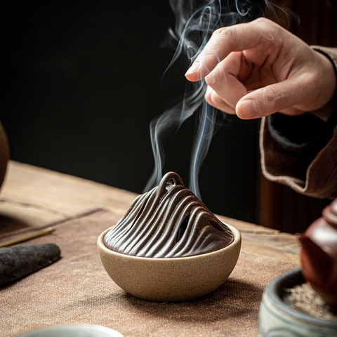 Quemador de incienso para el hogar, estufa de aromaterapia de cerámica de madera de sándalo para interiores, adornos de cerámica gruesos Zen para la ceremonia del té Kodo ► Foto 1/5