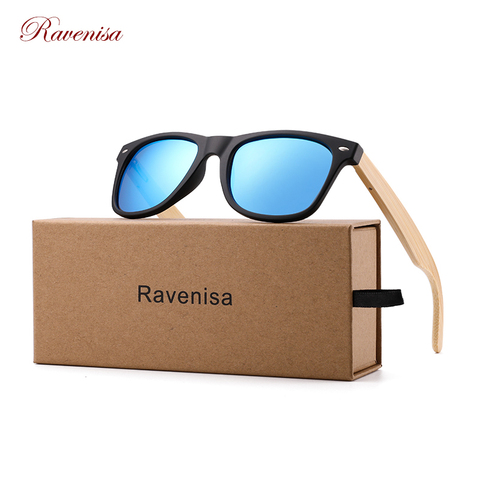 Ravensa-gafas de sol polarizadas de bambú para hombre y mujer, lentes cuadradas clásicas a la moda, Retro ► Foto 1/6