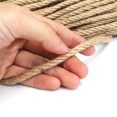 Cuerda de Yute Natural para rascar mascotas, cuerda de cáñamo de alta resistencia, 6mm/8mm/10mm, cordón macramé trenzado, bricolaje, artesanal, decoración hecha a mano ► Foto 1/6