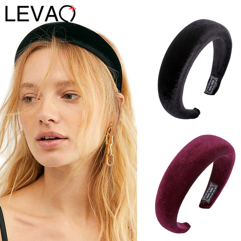 LEVAO-diademas de terciopelo dorado estilo occidental para mujer, bandanas acolchadas gruesas de colores sólidos, turbante con bisel, accesorios para niña ► Foto 1/6