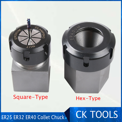 Square ER32 ER25 ER40 bloque de portabrocas acero duro hexagonal ER spring chuck seat, adecuado para torno CNC máquina de grabado y corte ► Foto 1/6