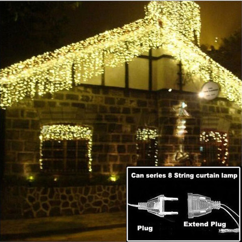 Guirnalda para exterior de luces LED navideñas de 4,6 M, guirnalda para luces de hadas, cortina de carámbano para Calle de 0,4 a 0,6 m, decoración para el hogar y Jardín de 110 a 220V ► Foto 1/6