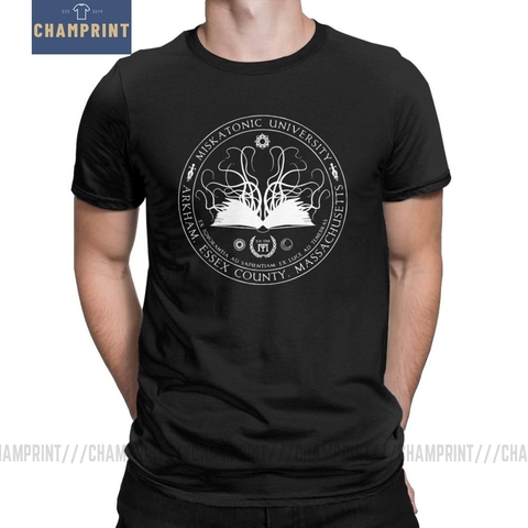 Camiseta de manga corta de algodón para hombre, camisa de cuello redondo de Miskatonic Sigil Call Of Cthulhu, Miskatonic Lovecraft Arkham ► Foto 1/6