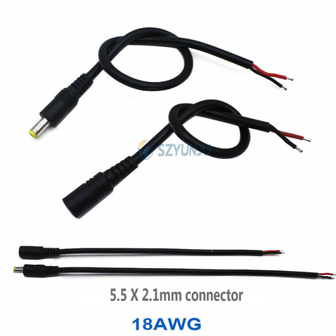 Conector de clavija de corriente continua hembra/macho, Cable para tira LED 0,75 5050 3528, 5630mm, x mm, 18awg ► Foto 1/6