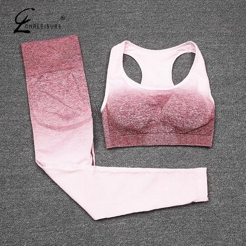 Conjunto deportivo de 2 piezas para mujer, sujetador y Leggings, atuendo de mujer, ropa deportiva de gimnasio, chándal de Fitness ► Foto 1/6