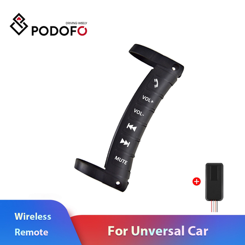 Podofo-mando a distancia Universal para volante de coche, multifunción, 2 DIN, Android, Radio, reproductor de DVD, inalámbrico, Bluetooth ► Foto 1/6