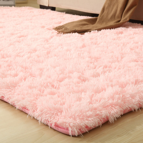 Vloerkleed-alfombra de baño antideslizante para sala de estar, 9 colores, suave, Rosa ► Foto 1/6