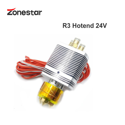 ZONESTAR-piezas de impresora 3D, pieza de filamento de 0,4mm, 24V50W, calentador, 3 colores, Hotend, 3 en 3 salidas, Triple extrusor, tamaño de boquilla de 1,75mm ► Foto 1/1