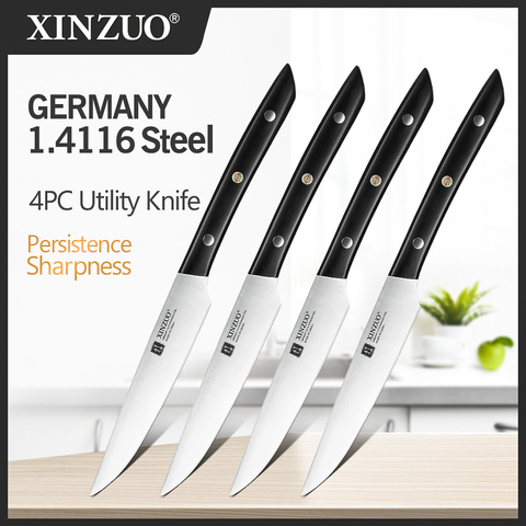XINZUO-cuchillo de utilidad de 5 pulgadas, acero inoxidable alemán 1,4116, utensilios de cocina, cuchillo de mesa con mango de ébano ► Foto 1/6