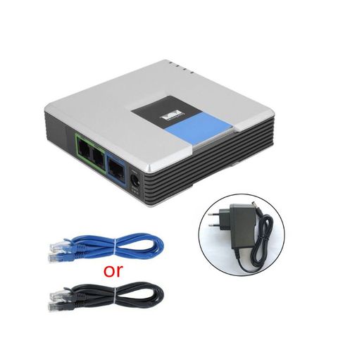 Gateway VOIP con 2 puertos, adaptador de voz de Internet para teléfono, protocolo SIP V2, Cable de red para Linksys PAP2T AU/EU/US/UK, 1 Juego ► Foto 1/6