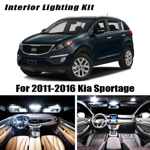 Kit de paquete de bulbos de luz LED blanca Interior para coche 9 Uds. Para 2011-2016 Kia Sportage T10 31MM 39MM lámpara de domo de mapa para maletero ► Foto 1/6