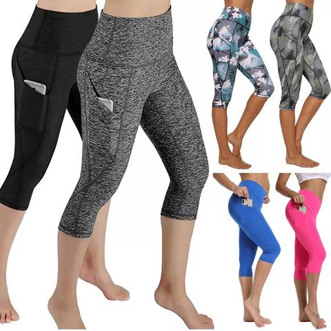 Pantalones de Yoga y para correr de cintura alta, mallas Push Up para mujer, pantalones de Yoga deportivos con bolsillos, mallas para niña ► Foto 1/6