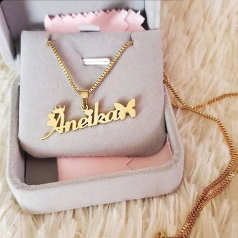 Collares personalizados con mariposa, Gargantilla con letras, nombre, regalo para madre ► Foto 1/6