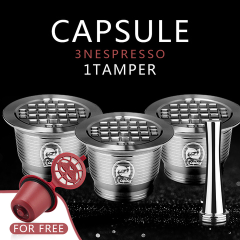 ICafilasNespresso-cápsula de Metal de acero inoxidable, Compatible con la máquina Nespresso, cápsula reutilizable rellenable ► Foto 1/6