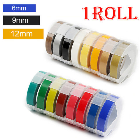 1 rollo 6/9/12mm 3D grabación en relieve cintas de etiquetas de PVC Compatible Dymo 1610 1880 12965 etiqueta Manual impresoras para Motex E101 etiqueta fabricantes ► Foto 1/6