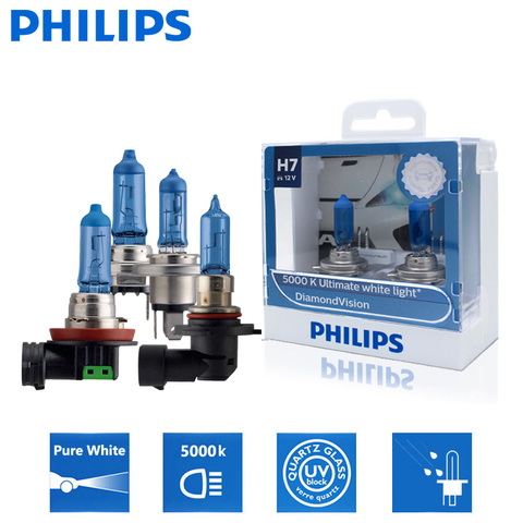 2X Philips H1 H4 H7 H8 H11 HB2 HB3 HB4 9003, 9005, 9006, 12V de visión 5000K Super blanco bombillas halógenas automático de faros de niebla de la lámpara ► Foto 1/6
