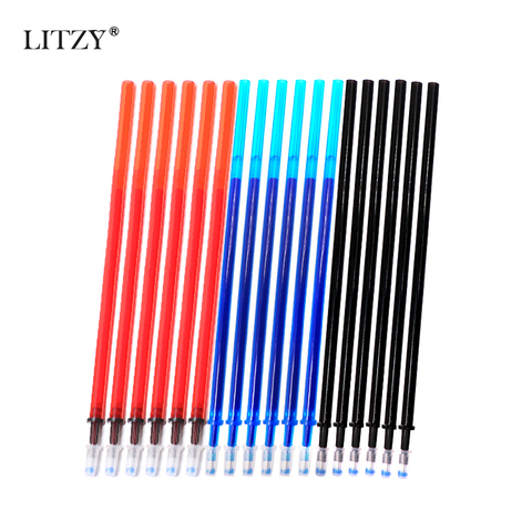 10 unids/set pluma borrable de recarga 0,38mm bola pluma azul/negro de recarga de tinta de bolígrafo de Gel para la escuela oficina escribiendo herramientas y suministros ► Foto 1/6