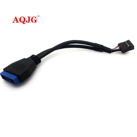 Cable adaptador frontal USB 3,0 a USB 2,0, 9 pines hembra a 20 pines macho para chasis de PC, negro, 16cm ► Foto 1/4