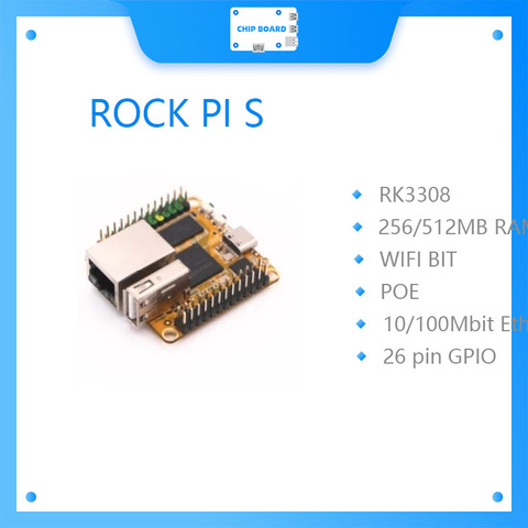 RK3308 CHIP SBC Placa de desarrollo ROCK PI S V1.2 256MB sin Wifi Bluetooth Versión ► Foto 1/2