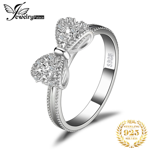 JewelryPalace genuino 925 plata esterlina ronda Zirconia cúbica Parkling nudo de lazo Micro pavimenta anillos para las mujeres boda joyería fina ► Foto 1/6