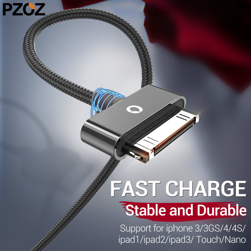 4S SUPTEC 30 Pin Cable USB para el iphone 4 de Metal Tapón de Nylon Alambre