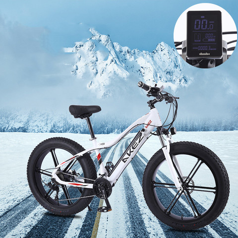 Bicicleta de Montaña eléctrica de aluminio, llanta ancha, 26x4,0 pulgadas, 48V, 10Ah, 750W, potente, 27 velocidades, nieve y playa, Cross Country ► Foto 1/6