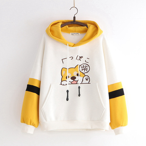 Sudadera con capucha Kawaii japonesa para mujer, ropa de Gráfico de animales Harajuku, cálida, amarilla, bonita, de lana, para la escuela ► Foto 1/6