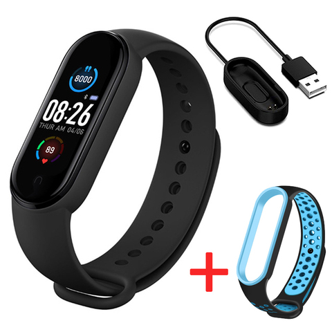 M5-reloj inteligente deportivo con control del ritmo cardíaco y de la presión sanguínea, pulsera con Bluetooth para hombre y mujer, M5 ► Foto 1/6