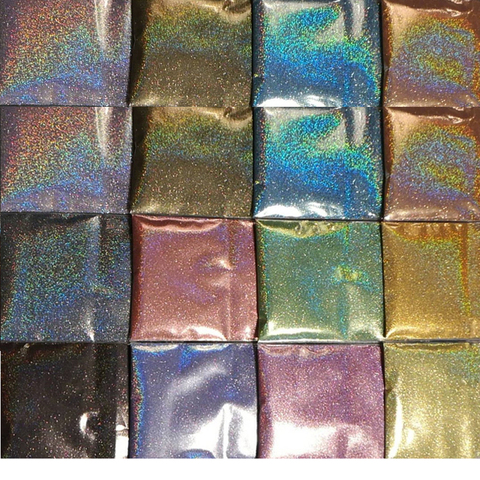 Extra fino 1/128 5g holográfico Arco Iris polvo de brillo lineal deslumbrante plata/rosa/doradas de uñas Holo grado cosmético brillo 0,2mm ► Foto 1/6