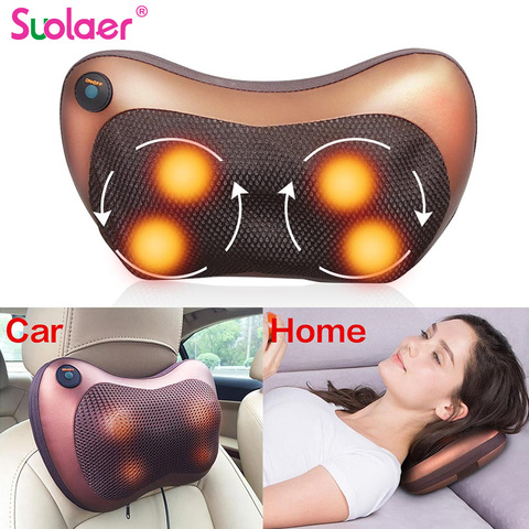 Masajeador eléctrico multifuncional para cuello, coche, hogar, cervicales, espalda, cintura, cuerpo, almohada de masaje de brazo y pie, infrarrojo calentado ► Foto 1/6