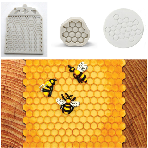 Moldes de silicona texturizados para abejas y continuo, molde para torta de Chocolate, utensilios de cocina de decoración, utensilios para hornear ► Foto 1/5