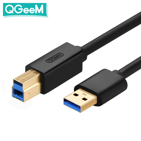 QGeeM cena velocidad USB 3,0 Cable usb para impresora 3,0 am a bm cable USB3.0 Cable de extensión de Cable de impresora de Cable para la impresora HP ► Foto 1/6