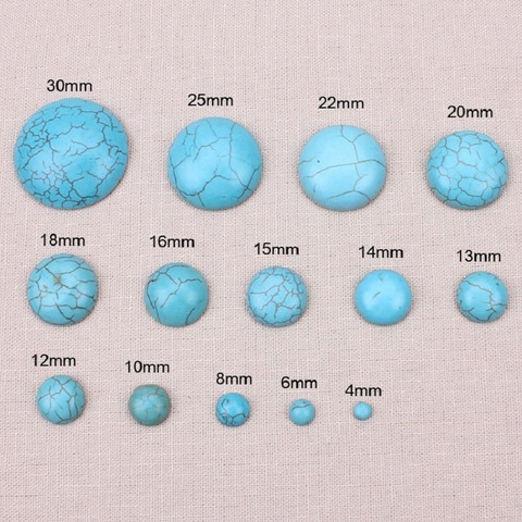 10 piunids/lote medio redondo plano trasero cabujones azul aullita suave Piedra Natural cuentas joyería hallazgos para DIY collar pulsera ► Foto 1/6