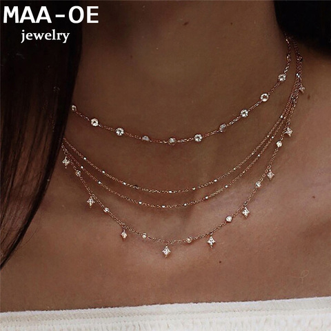 Collares con colgante de estrellas y cristal dorado para mujer, collar femenino de varios niveles, joyería Vintage Bohemia, regalo de boda, 2022 ► Foto 1/6