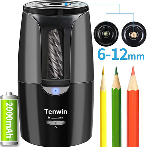 Tenwin-sacapuntas eléctrico automático grande para niños, papelería de alta resistencia para lápices de colores, USB mecánico para artistas ► Foto 1/6