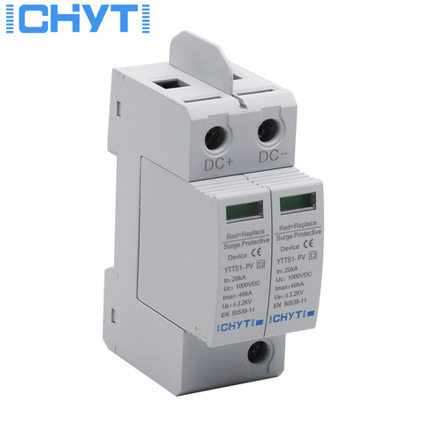 Dispositivo de protección contra sobrecarga SPD DC 2P 600V 1000V 20KA ~ 40KA, protección contra sobretensiones, Protector contra sobretensiones para casa din rail Solar ► Foto 1/6