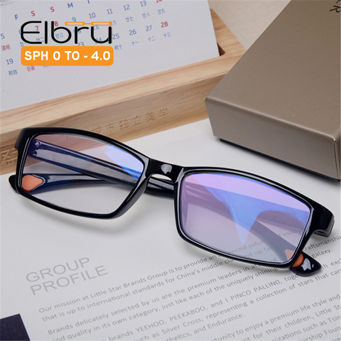 Elbru 0-1,0, 1,5, 2,0, 2,5, 3,0, 3,5, 4,0 gafas graduadas para miopía de los hombres y las mujeres ultraligero TR miope Nearsighed gafas de los estudiantes ► Foto 1/6