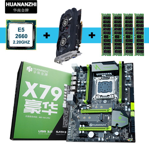 Placa base HUANAN X79, CPU RAM, tarjeta de vídeo GTX750Ti 2G DDR5 Xeon E5 2660 SROKK RAM 32G(4*8G) DDR3 RECC, todos los probados ► Foto 1/6