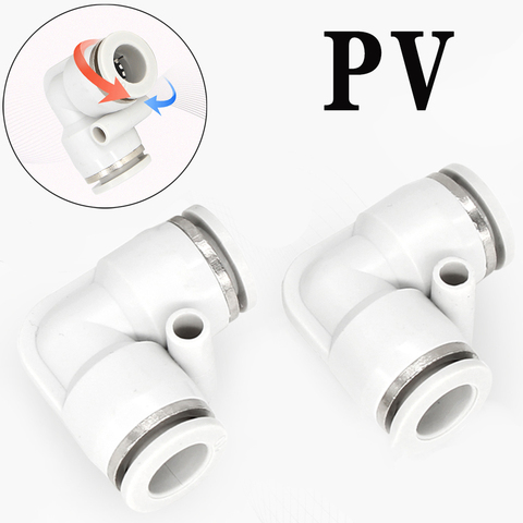 Conector neumático PV tipo L conector rápido de manguera de aire conector blanco de plástico accesorios de compresor de aire 4 6 8 10 12mm ► Foto 1/6