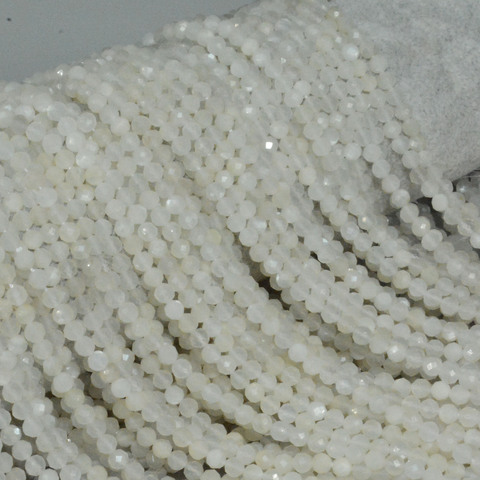 Cuentas redondas facetadas de 4mm, piedra lunar blanca de calidad media Natural ► Foto 1/6