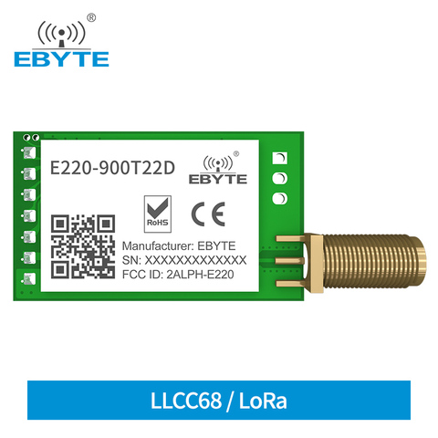 LoRa LLCC68 868MHz 915MHz módulo inalámbrico 22dBm 5km de largo alcance EBYTE E220-900T22D SMA-K UART RSSI transmisor receptor DIP ► Foto 1/6